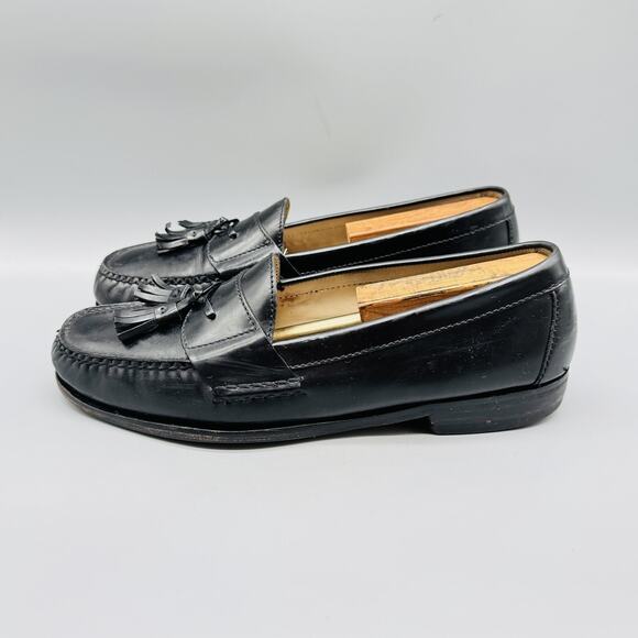 Cole Haan Shoes Men 10 Black Leather Tassel Loafer Dress Moc Toe Slip On Classic - Picture 4 of 11